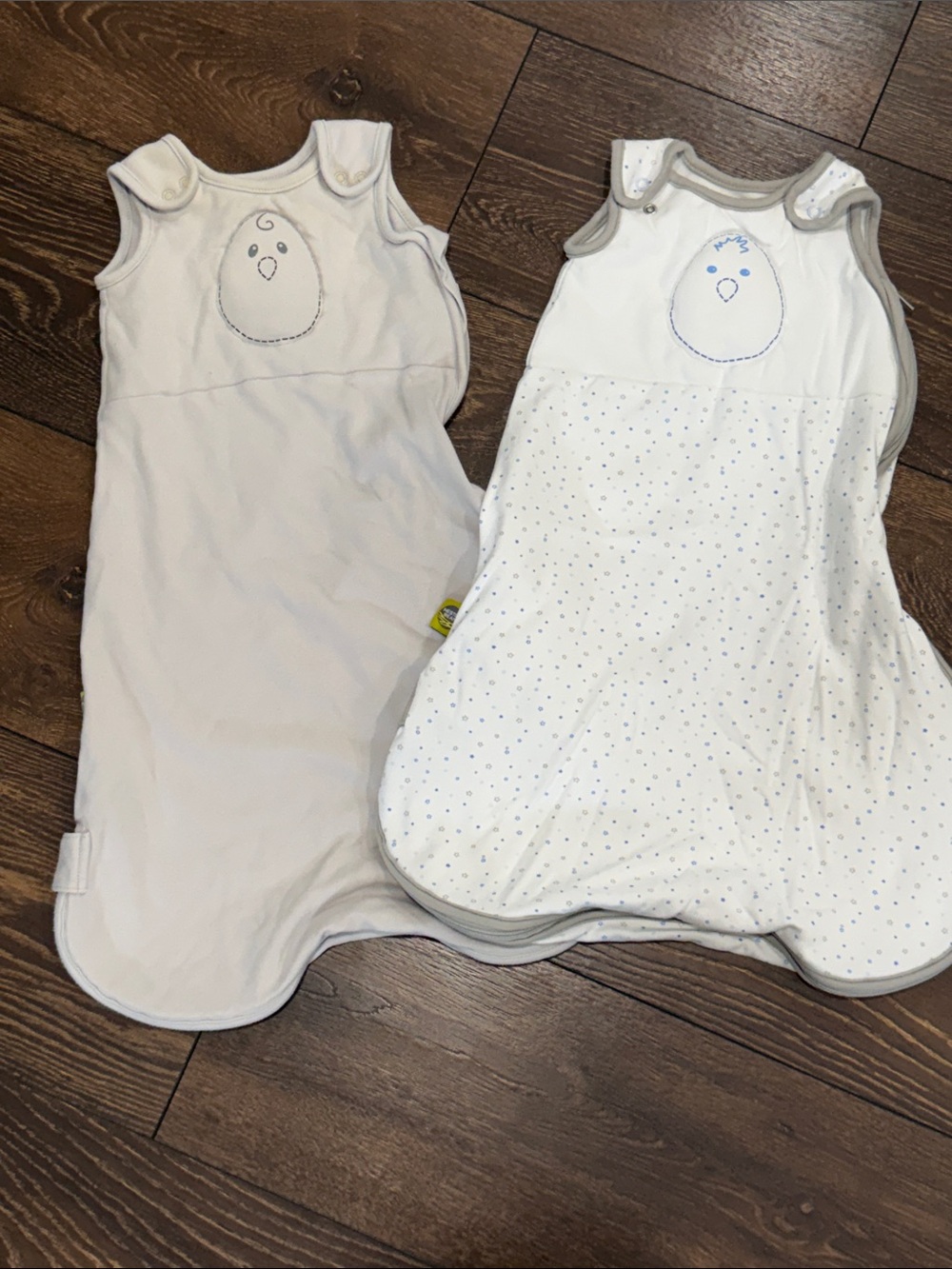 Nested Bean Baby Zen Sleep Sacks - White and Light Gray - lot of 2